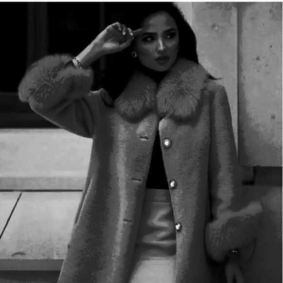 Ralph Lauren Vintage Chocolate Brown Fur Trimmed Lamb Shearling Swing Coat - Picture 5 of 16